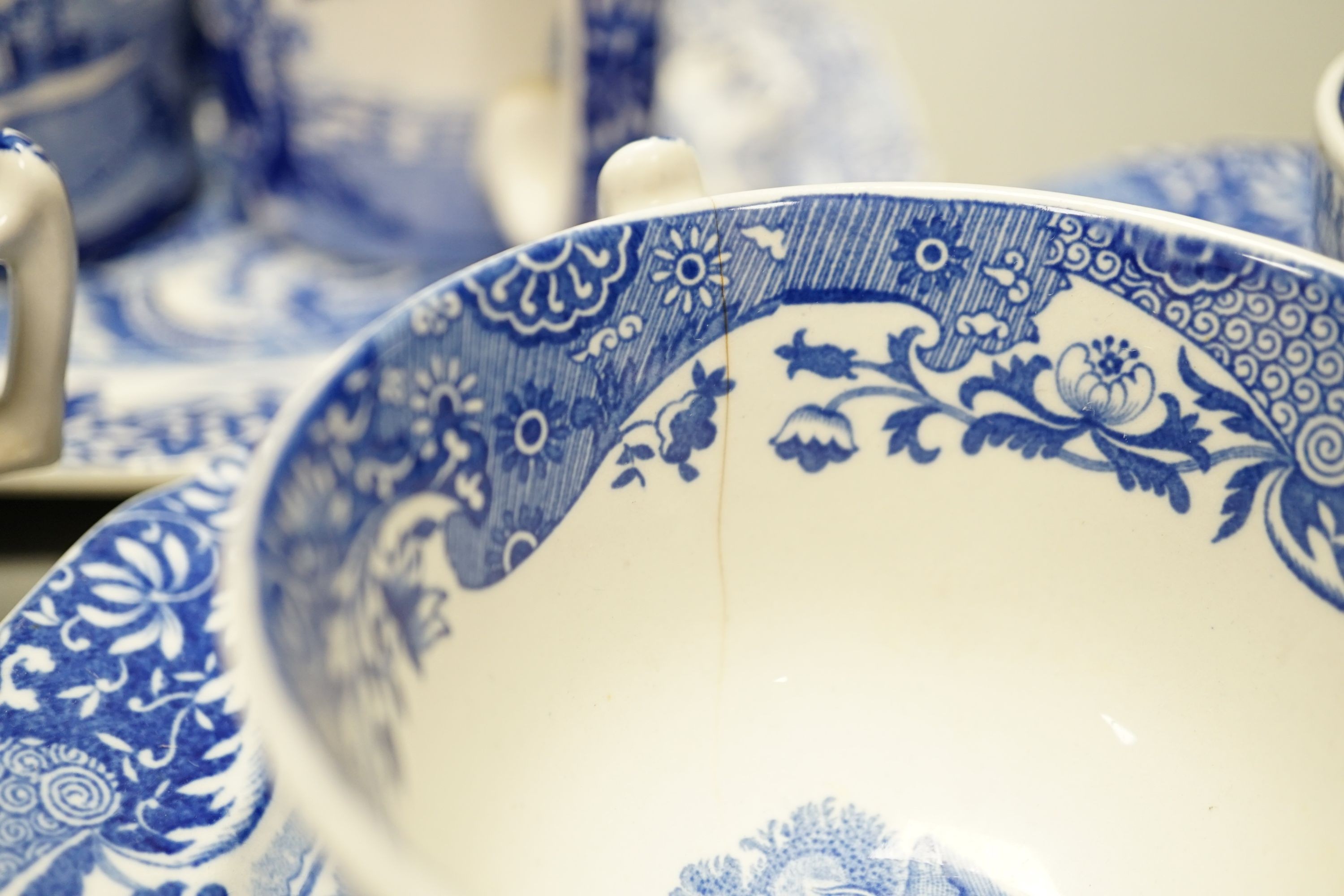 A quantity of Spode Italian blue and white breakfast wares